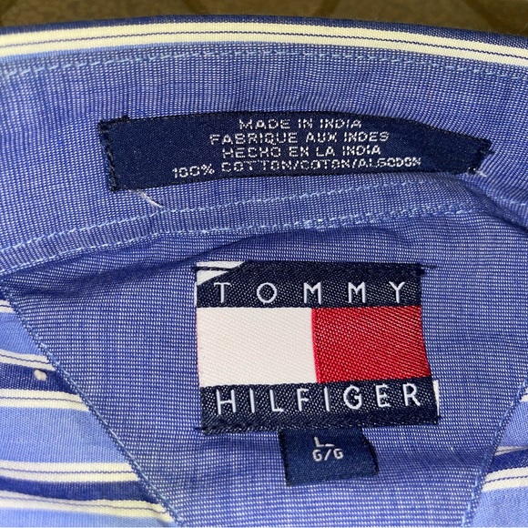 Tommy Hilfiger Blue Stripe Button-Up Shirt - Size Large - Picture 9 of 9